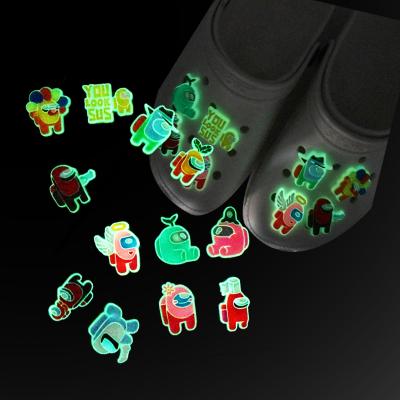 China Washable Custom Luminous Accessories PVC Animals Cute Glow Shoe Boys Charms Light Up Shoes Decoration For Clog for sale