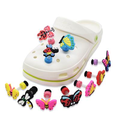 China Wholesale Animal Shoe Buckle Cartoon 3D Butterfly PVC Shoe Charms Shoe Buckles Accessories Fit Bands Bracelets Croc Kids Party Gift for sale