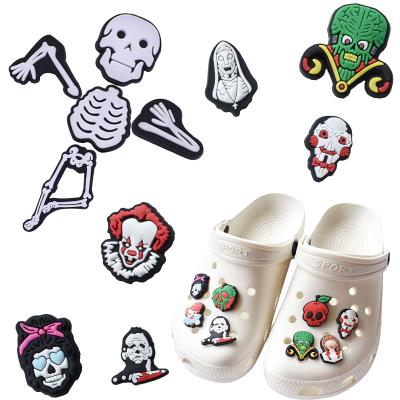 China 2021 Washable Nightmare Before Christmas Wholesale Croc Charms Soft PVC Rubber For Croc Shoes Hallowmas Decorations Kids Gift for sale