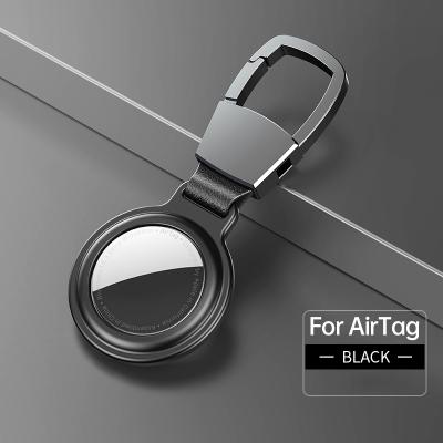 China Tracker Shockproof Chian Case Magnetic Locator Cover Device For Airtag Cover PU Metal Case With Key Chain GPS002-2 for sale