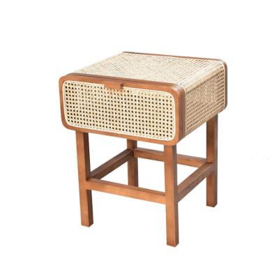 China WG4002YT Contracted Modern Solid Wood Rattan Side Table Compounds Small Receive Shop Content Arch Cafe Corner Cabinet for sale