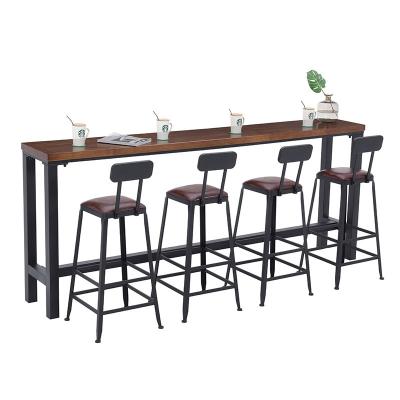 China waterproof & CZW12 Durable Solid Wood Bar Table and Chair Set Modern Strip Counter High Long Strip Living Room Tea Shop Home Coffee Dining Table for sale