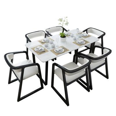 China Waterproof& Modern Living Dining Tables Set Durable Modern Living Home Furniture Set CZM02 Restaurant Luxury Marble Top Cafe Desk Chair for sale