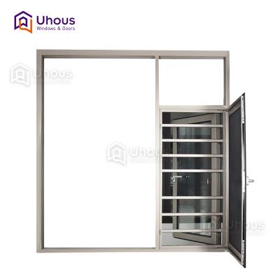 China Latest Products Double Swing Stained Glass Burglar Designs Aluminum Casement Window for sale