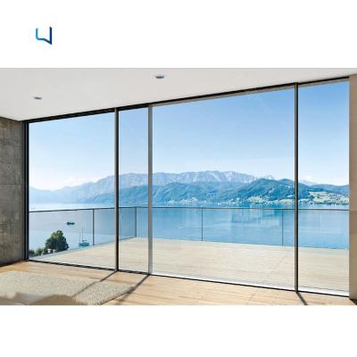 China Modern Minimalist Design Frame Living Room Sliding Door Patio Slim Aluminum Framed Sliding Glass Door for sale