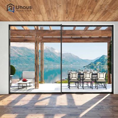 China Modern Exterior Aluminum Balcony 4 Panel Sliding Door Puertas Sliding Door for sale