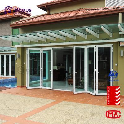 China Customized Various Styles Folding Iron Glass Folding Door for sale