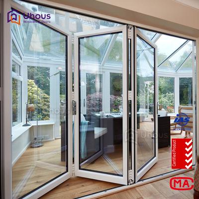 China Double Folding High Quality Glass Aluminum Folding Doors for sale