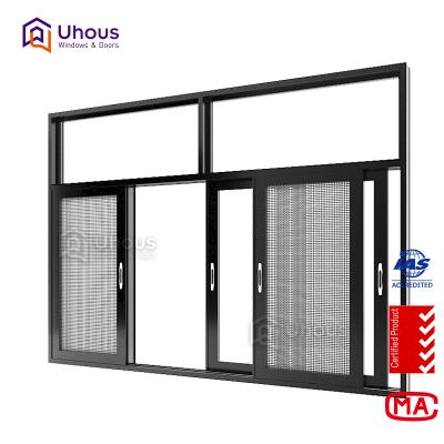 China Sliding Aluminum Glass Window With Mosquito Net Hurricane Proof Window for sale