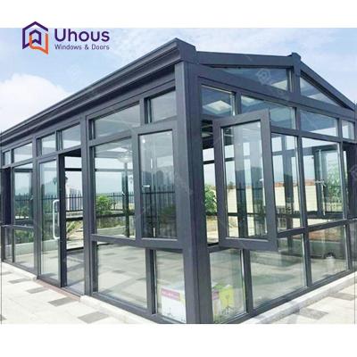 China Villa Customized Aluminum Glass Home Garden Solarium Conservative Summer Winter Sunrooms for sale