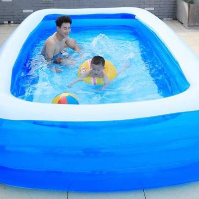 China Eco - Friendly Inflatable Swimming Pool , Family Swimming Pool , Blue PVC Rectangular Swimming Pool for sale