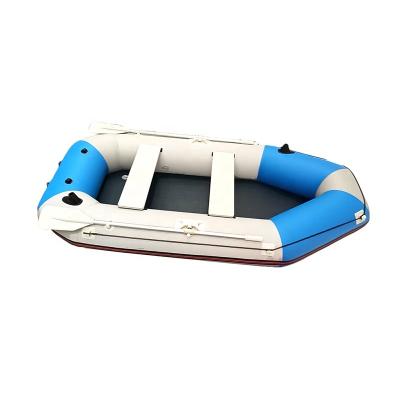 China Inflatable and Folding Aluminum Floor Shape Outdoor Water Fun Folding Mesh PVC Inflatable Fishing Rowing Boat for sale