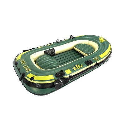 China 2 Person Green Color Inflatable And Folding Outdoor Water Fun Folding PVC Inflatable Fishing Rowing Boat for sale