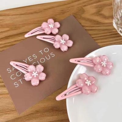 China Super Cute Romantic Pink Japanese Hair Accessories Hair Clips Cute Romantic Pink Japanese Hair Clip Hairpin Flower Hair Clips Heart Hair Clips Spring Flower Girls Hair Decoration BB Hair Clips for sale