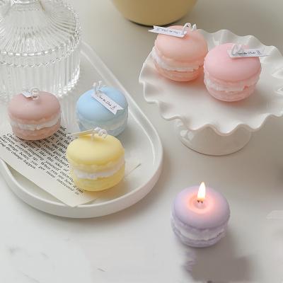 China Wholesale Romantic Creative Cute Cake Candle Photo Props DIY Birthday Gifts Makaron Cake Scented Candles for sale