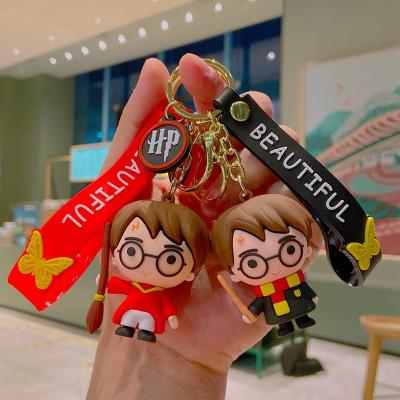 China New Fashionable Cartoon Anime 3D PVC Key Chain Ring Schoolbag Pendant Magic Harrys Key Chain for sale