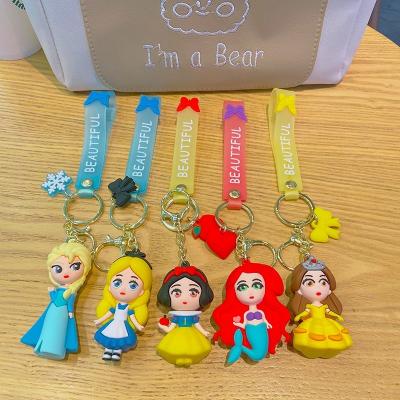 China New PVC 3D Cartoon Fashionable Characters Anime Characters Car Key Chain Cute Dangling Satchel Princess Car Key Chain for sale