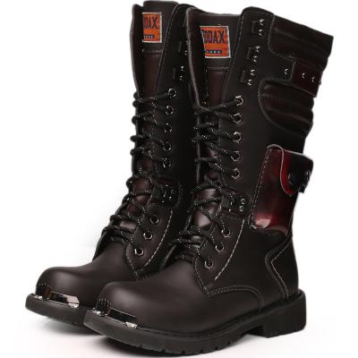 China Plus Size Thermal Fashionable Mens High Boots Black Winter Outdoor Military Boots Leather Leather Boots for sale