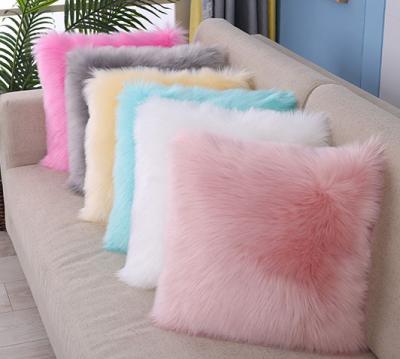 China Nordic style anti-static plush pillow solid color wool pillow single sofa bedside cushion for sale