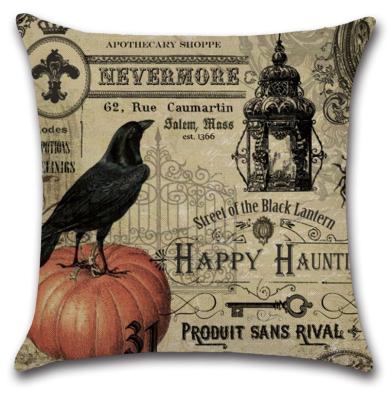 China Crow Skull Nondisposable Retro Cover Cushion Pillow Case Halloween New Digital Printing for sale