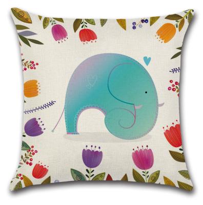 China Nondisposable Cartoon Jungle New Thanksgiving Pillowcase Animal Theme Hand Painted Printing Canvas Cushion for sale