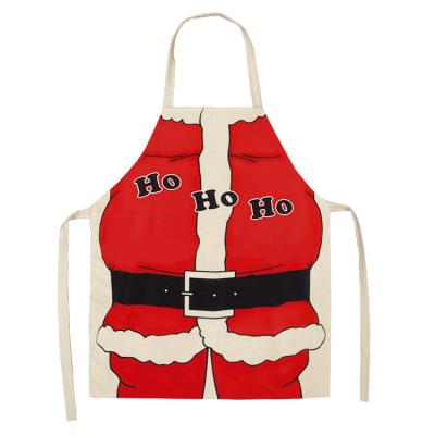 China Washable Couples Santa Print Sleeveless Apron Cute Red Digital Printing Christmas Letter Gift Printing Baking Apron for sale