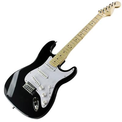 China Exquisite custom black body ST electric guitar with SSS pickups, white pickguard, ST electric guitars for sale