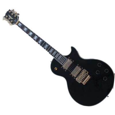 China Exquisite Guitar Black Body Electric Guitar with Rosewood Fingerboard, Floyd Rose Bridge for sale