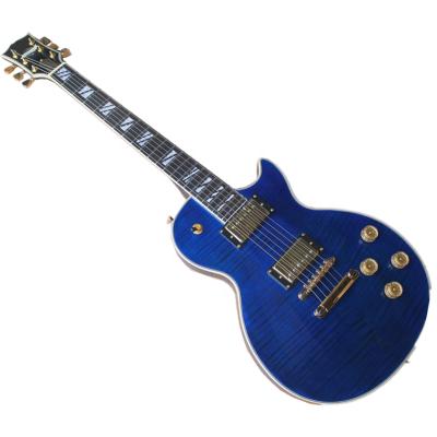 China Reasonable brands china lp electric guitar with gold hardware, flame maple veneer, back, lp guitar kit for sale