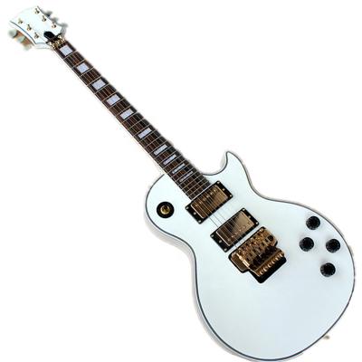 China Reasonable white body custom lp guitar with gold hardware, Floyd Rose bridge for sale