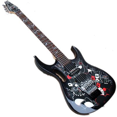 China Basswood OEM 6 Strings Black Body Electric Guitar With Tremolo Bridge, HSH Pickups, Can Be Customized for sale