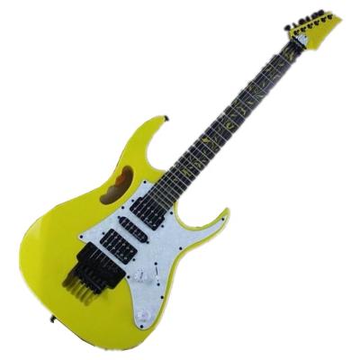 China Basswood Huiyuan OEM 6 Strings Yellow Body Electric Guitar With Tremolo Bridge, HSH Pickups, Can Be Customized for sale