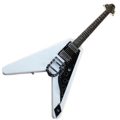 China Exquisite Huiyuan V Guitar Electric Guitar 6 Flying White Strings With Tremolo Bridge, Electric Solo Guitar for sale