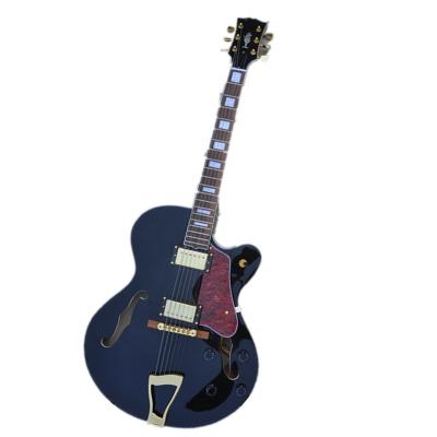 China Black Exquisite Semi-hollow Body Huiyuan Electric Guitar,l5 Guitar Black Guitar for sale