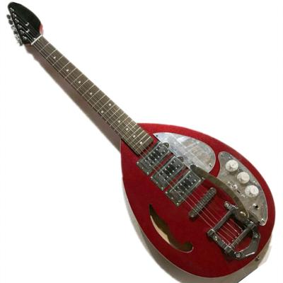 China Durable Semi Cavity Body Electric Guitar With Mirror Pickguard, Tremolo Bridge, Can Be Customized for sale