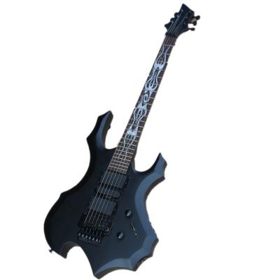 China Reasonable OEM Matte Black and Glossy Huiyuan Electric Guitar with Flame Pattern, Offer Customize for sale