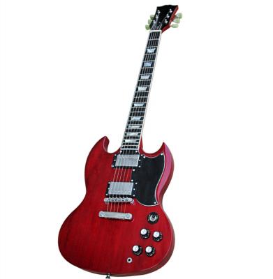 China Huiyuan exquisite SG electric guitar with trapezoid inlays, cheap electric guitar musical instrument, string instrument for sale