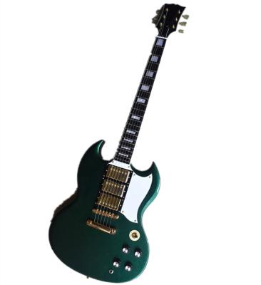 China Huiyuan Exquisite Electric Guitar Metallic Green SG with Gold Hardware, Mahogany Electric Guitar for sale