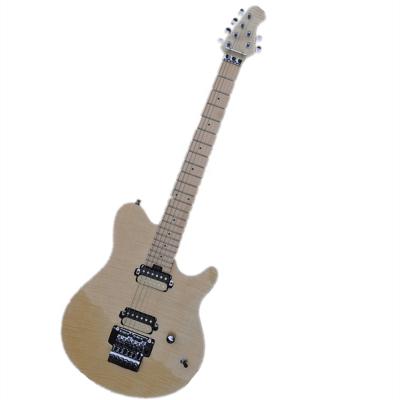 China Huiyuan exquisite natural wood color electric guitar with flame maple veneer, jazz style electric guitar for sale