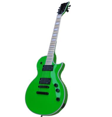 China Huiyuan exquisite gloss green body electric guitar with white pearl inlay, guitar professionals for sale