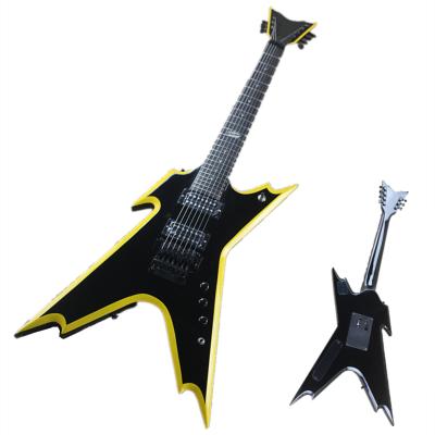 China Huiyuan Exquisite BACK 7 String Electric Guitar with Floyd Rose Bridge, Edgy Yellow, Offer Customize for sale