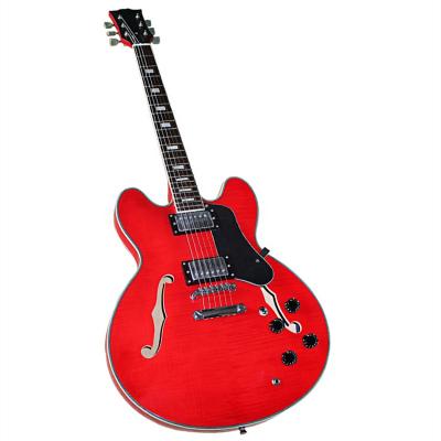 China Huiyuan Exquisite Red Semi-Hollow Body Electric Guitars with Chrome Hardware,Manufacturer Dream Guitar,DIY Guitar Discount for sale