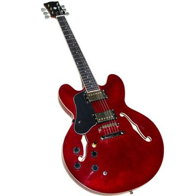 China Huiyuan Exquisite Red Electric Guitars with Gold Hardware, 335 Guitar, Left Handed Guitar for sale