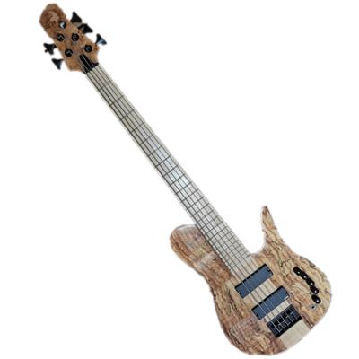 China Suitable Natural Wood Color Electric Bass Guitar 5 Strings, OEM Brand for sale