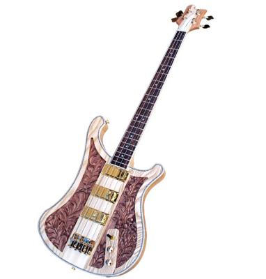 China Huiyuan Exquisite String 4 Bass Electric Guitar with CNC Engraving Pattern, Neck-Thru-Body for sale