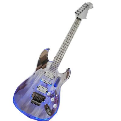 China Fashionable Led Light 6 String Clear Body Acrylic Electric Guitar with Tremolo Bridge, Chrome Hardware for sale