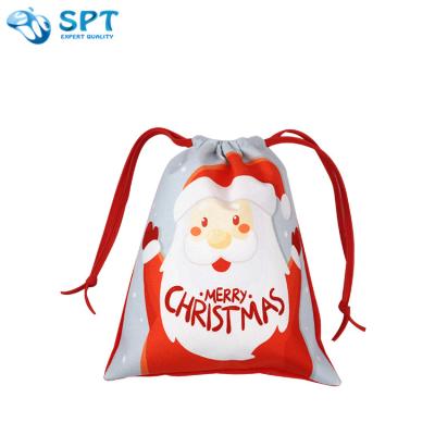 China Christmas Drawstring Gift Bag Giant Size Gift Bag Canvas Sublimation for sale