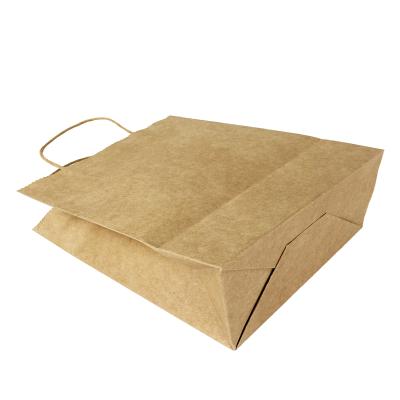 China Takeway Large Recyclable Shopping Kraft Brown Paper Bags With Handles for sale