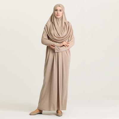 China Dubai Clothing Polyester Muslim Wide Round Neck Scarf Long Sleeves Dress Abaya Two Piece Pray Jilbab Set for sale