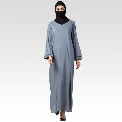 China Dubai factory cotton muslim islamic abaya custom made causal prayer long sleeve v-neckline casual slim abaya dress for sale